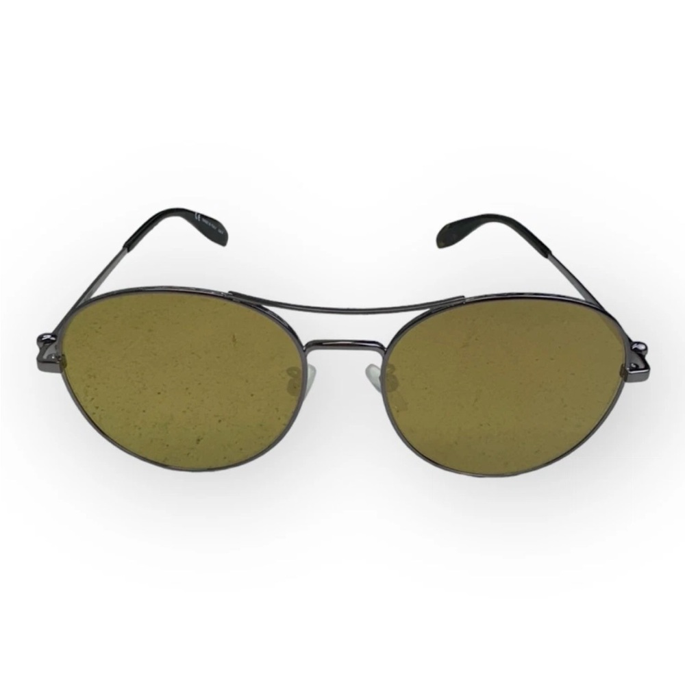 New ALEXANDER MCQUEEN AM0174S 004 57mm Ruthenium Aviator Sunglasses Italy Unisex
